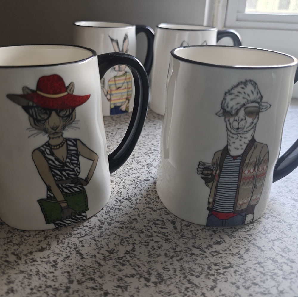 Signature Housewares Hipster Animal Coffee Mug - 6 Piece Set - Picture 4 of 6